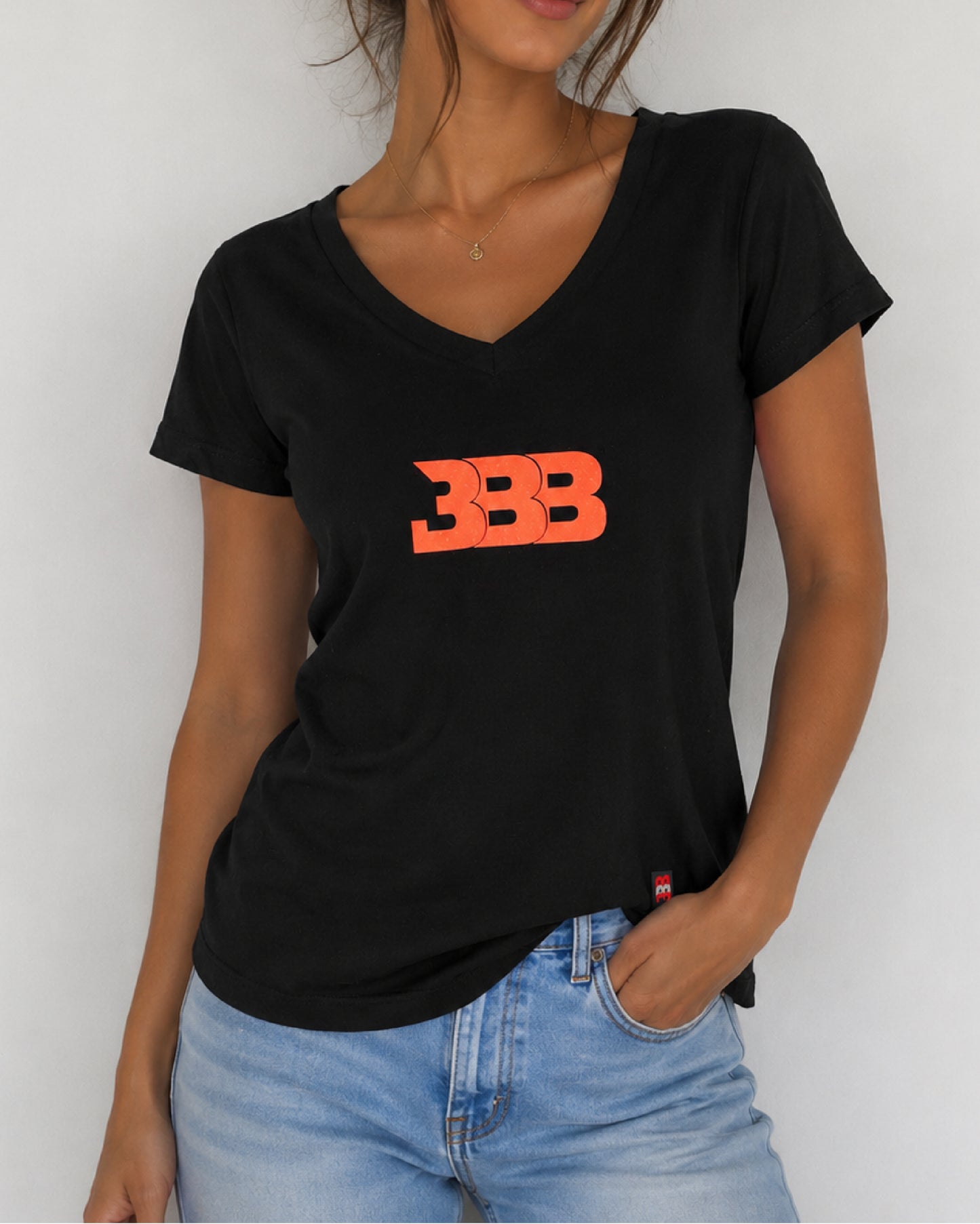 BBB Peach Bling V-Neck Tee