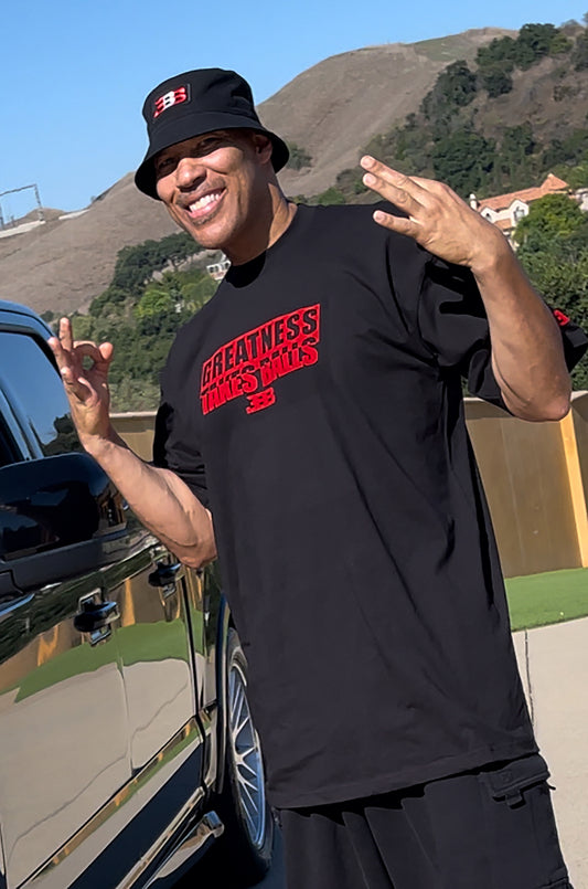 Greatness Takes Balls Red Bar Tee